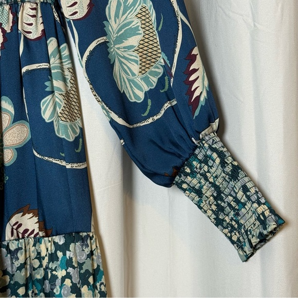 Tuckernuck Libby Floral Maxi Dress Blue Geranium Smocked Small - Picture 8 of 15